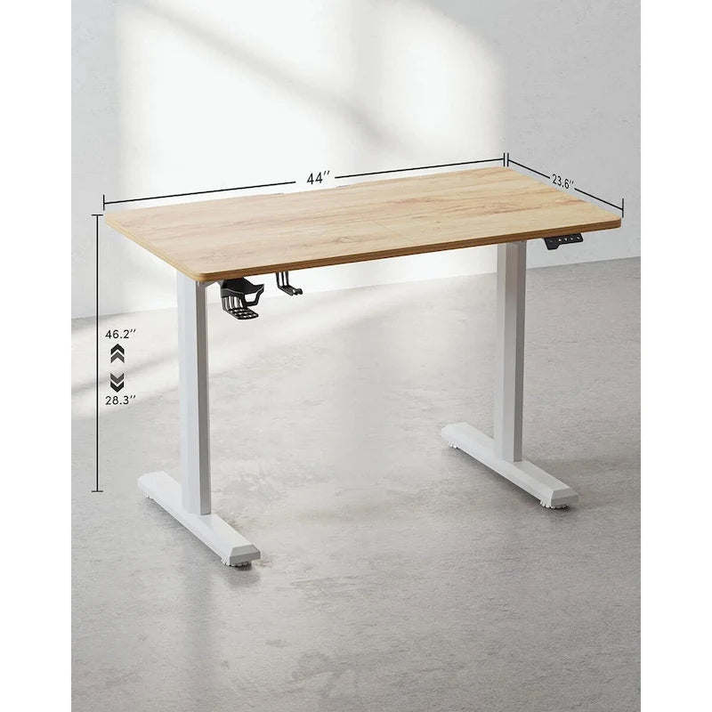 Electric Height-Adjustable Standing Desk, Light Rustic / White, Single User