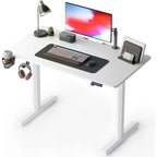 Electric Height-Adjustable Standing Desk, Light Rustic / White, Single User
