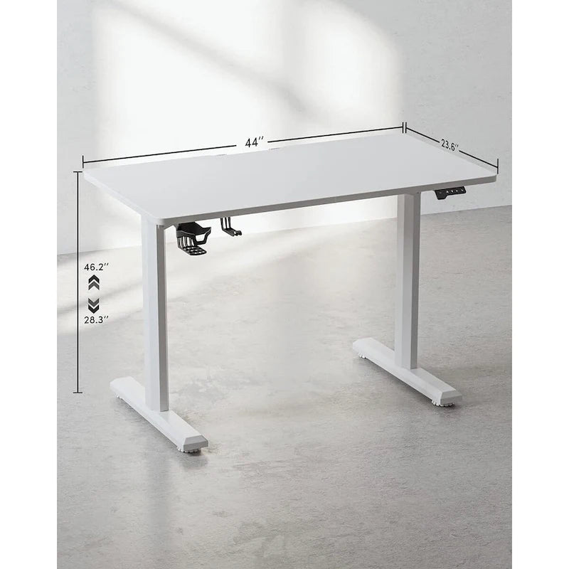 Electric Height-Adjustable Standing Desk, Light Rustic / White, Single User
