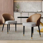 Faux Leather & Fabric Dining Chair, Set of 4 (Brown/Red/Black & Grey)