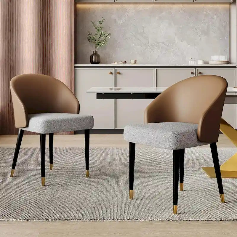 Faux Leather & Fabric Dining Chair, Set of 4 (Brown/Red/Black & Grey)