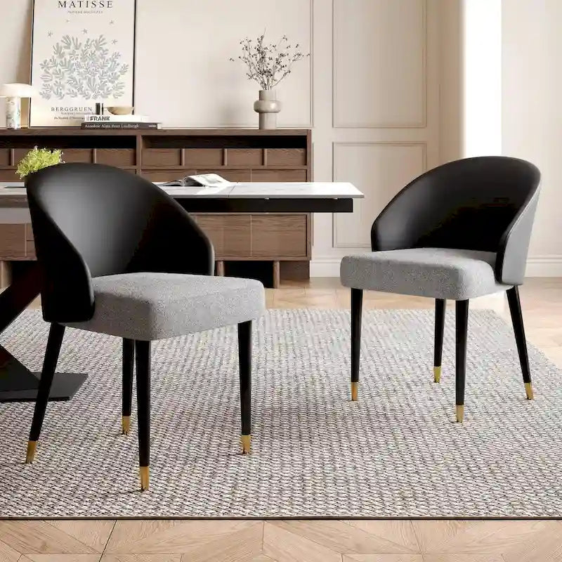 Faux Leather & Fabric Dining Chair, Set of 4 (Brown/Red/Black & Grey)