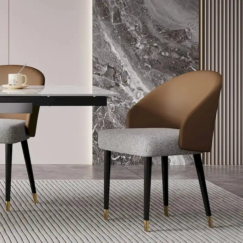 Faux Leather & Fabric Dining Chair, Set of 4 (Brown/Red/Black & Grey)