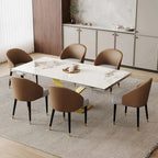 Faux Leather & Fabric Dining Chair, Set of 4 (Brown/Red/Black & Grey)