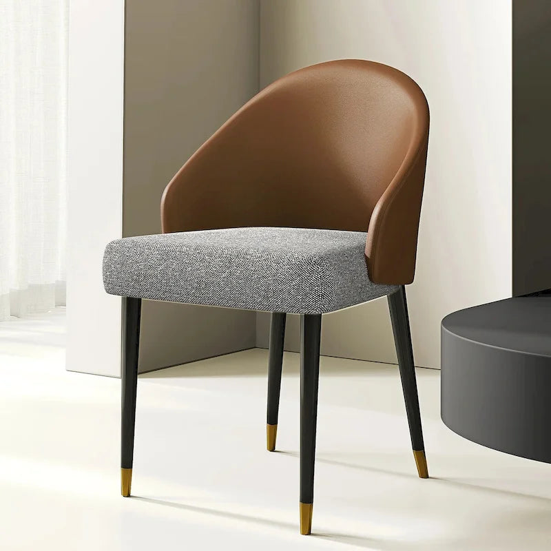 Faux Leather & Fabric Dining Chair, Set of 4 (Brown/Red/Black & Grey)