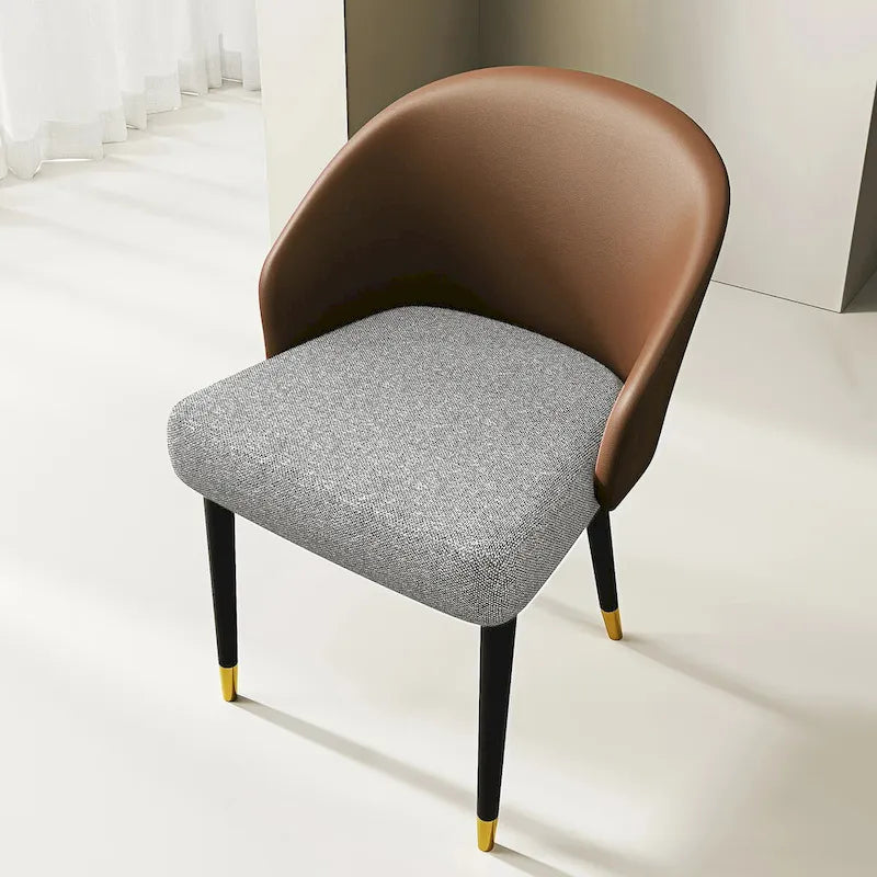 Faux Leather & Fabric Dining Chair, Set of 4 (Brown/Red/Black & Grey)