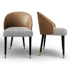 Faux Leather & Fabric Dining Chair, Set of 4 (Brown/Red/Black & Grey)