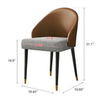 Faux Leather & Fabric Dining Chair, Set of 4 (Brown/Red/Black & Grey)