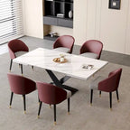 Faux Leather & Fabric Dining Chair, Set of 4 (Brown/Red/Black & Grey)