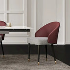 Faux Leather & Fabric Dining Chair, Set of 4 (Brown/Red/Black & Grey)