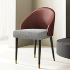 Faux Leather & Fabric Dining Chair, Set of 4 (Brown/Red/Black & Grey)