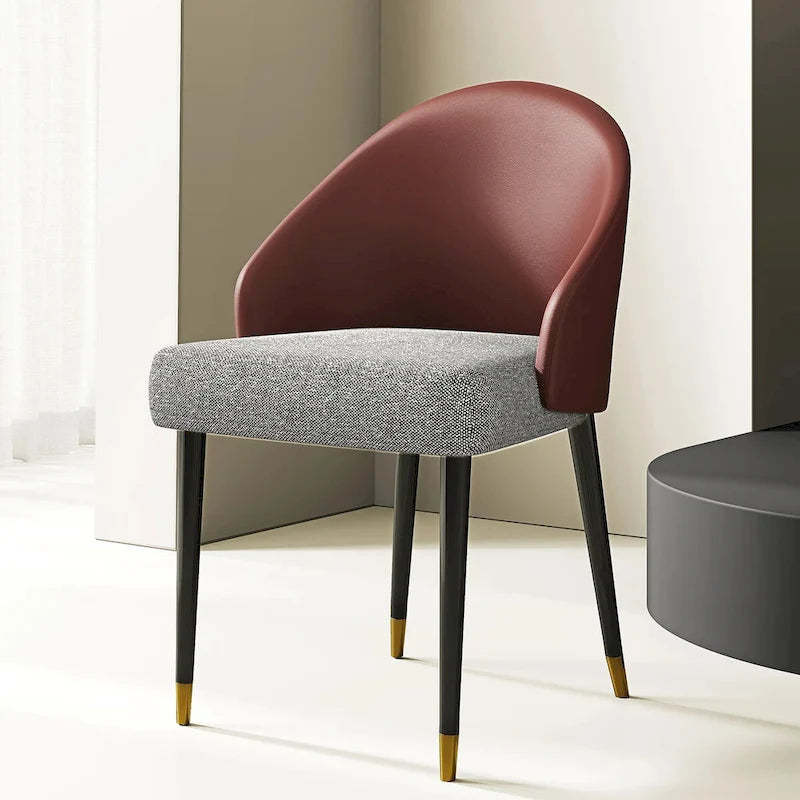 Faux Leather & Fabric Dining Chair, Set of 4 (Brown/Red/Black & Grey)
