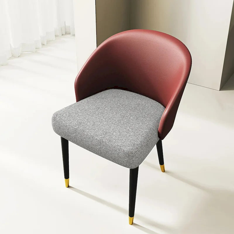 Faux Leather & Fabric Dining Chair, Set of 4 (Brown/Red/Black & Grey)