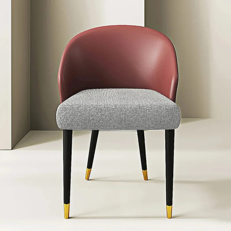 Faux Leather & Fabric Dining Chair, Set of 4 (Brown/Red/Black & Grey)