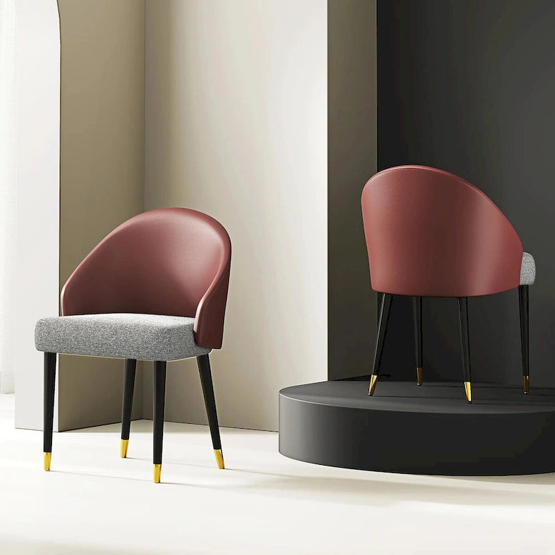 Faux Leather & Fabric Dining Chair, Set of 4 (Brown/Red/Black & Grey)