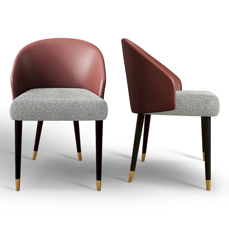 Faux Leather & Fabric Dining Chair, Set of 4 (Brown/Red/Black & Grey)