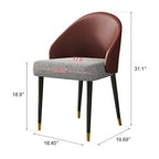 Faux Leather & Fabric Dining Chair, Set of 4 (Brown/Red/Black & Grey)