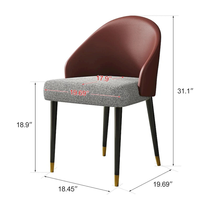 Faux Leather & Fabric Dining Chair, Set of 4 (Brown/Red/Black & Grey)