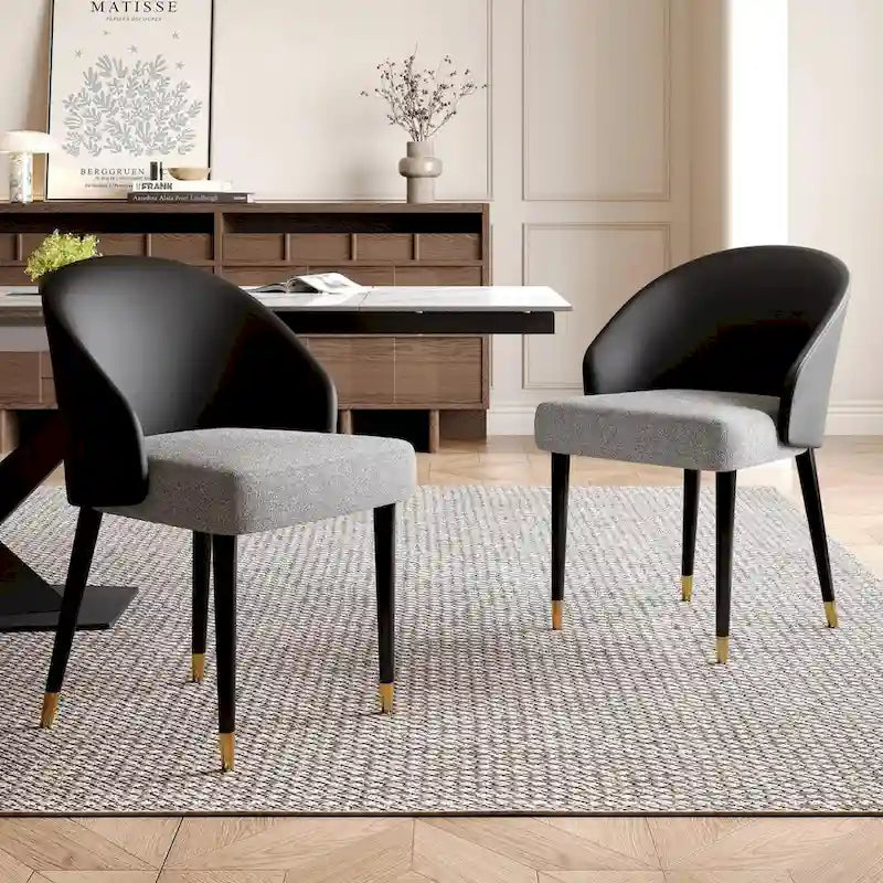 Faux Leather & Fabric Dining Chair, Set of 4 (Brown/Red/Black & Grey)