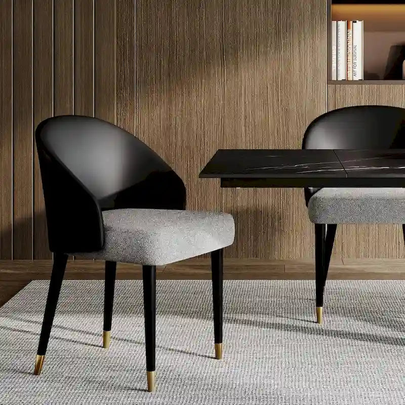 Faux Leather & Fabric Dining Chair, Set of 4 (Brown/Red/Black & Grey)