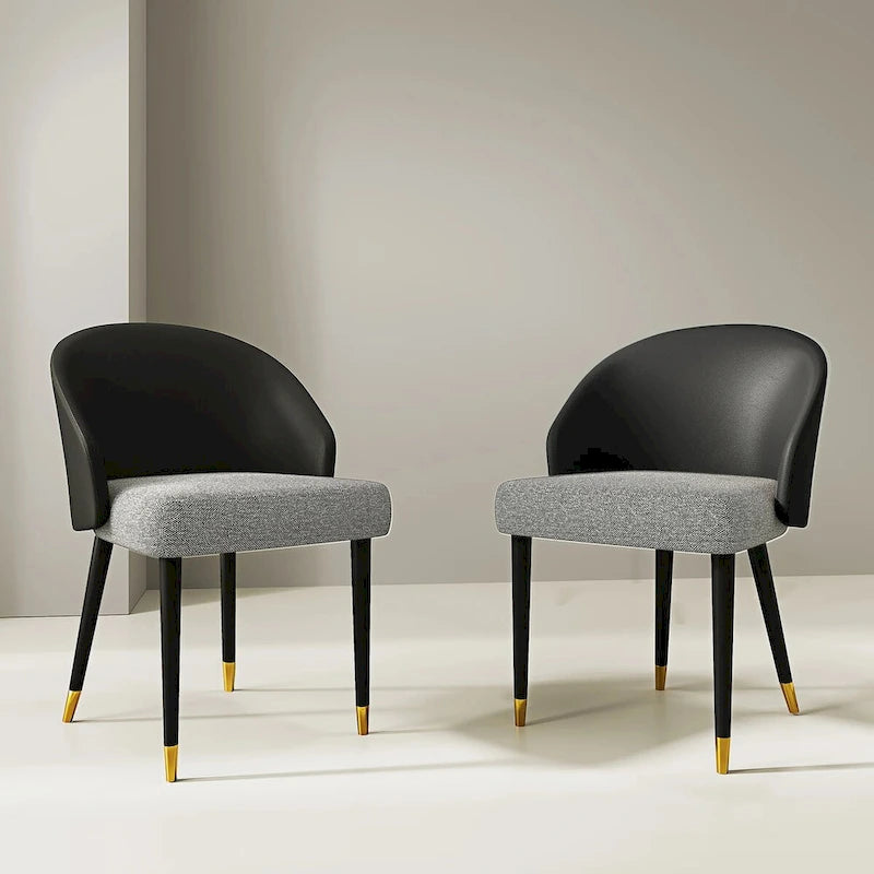 Faux Leather & Fabric Dining Chair, Set of 4 (Brown/Red/Black & Grey)