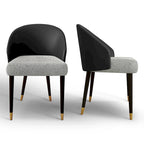 Faux Leather & Fabric Dining Chair, Set of 4 (Brown/Red/Black & Grey)