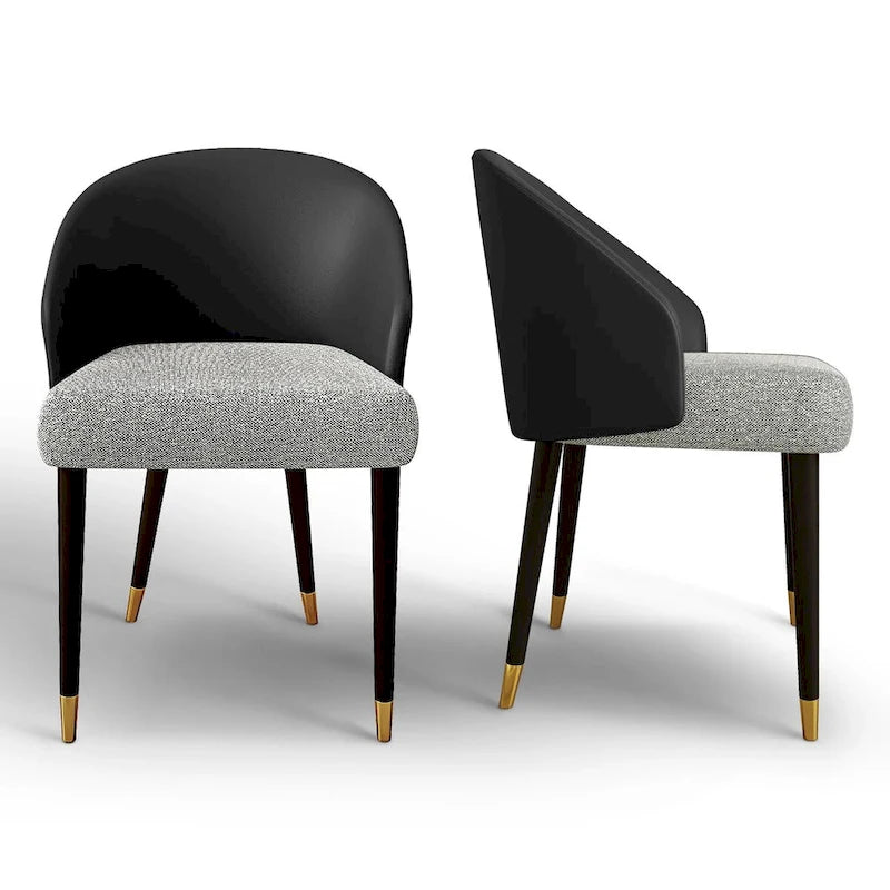 Faux Leather & Fabric Dining Chair, Set of 4 (Brown/Red/Black & Grey)