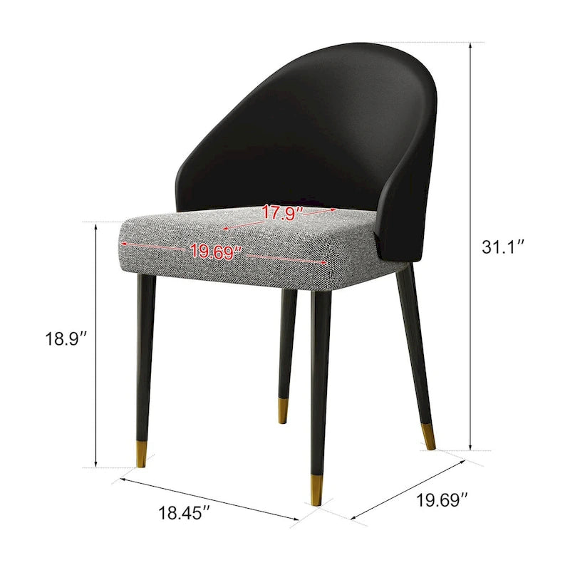 Faux Leather & Fabric Dining Chair, Set of 4 (Brown/Red/Black & Grey)