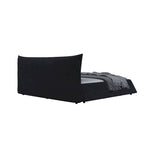 Gray Velvet Upholstered Platform Bed with Padded Headboard, King, 1-Person