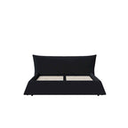 Gray Velvet Upholstered Platform Bed with Padded Headboard, King, 1-Person