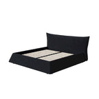 Gray Velvet Upholstered Platform Bed with Padded Headboard, King, 1-Person