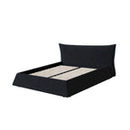 Gray Velvet Upholstered Platform Bed with Padded Headboard, King, 1-Person
