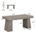 55" Mid-Century Single-Person Office Desk, Trapezoid Base, Black / Light Brown / Grey / Brown