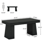 55" Mid-Century Single-Person Office Desk, Trapezoid Base, Black / Light Brown / Grey / Brown