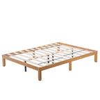 Brown & White Queen Platform Bed Frame, 2-Person, Wood Slat Support