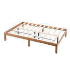 Brown & White Queen Platform Bed Frame, 2-Person, Wood Slat Support
