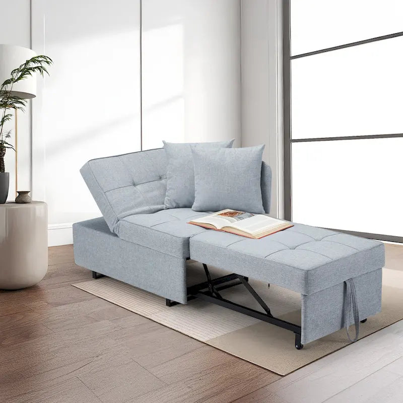 Grey / Black / Dark Blue / Beige Pull-Out Sofa Chair Bed, 3-in-1 Adjustable, Seats 2