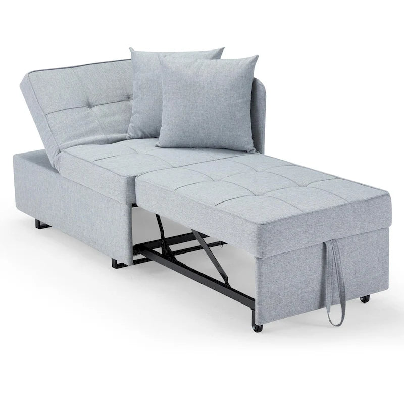 Grey / Black / Dark Blue / Beige Pull-Out Sofa Chair Bed, 3-in-1 Adjustable, Seats 2