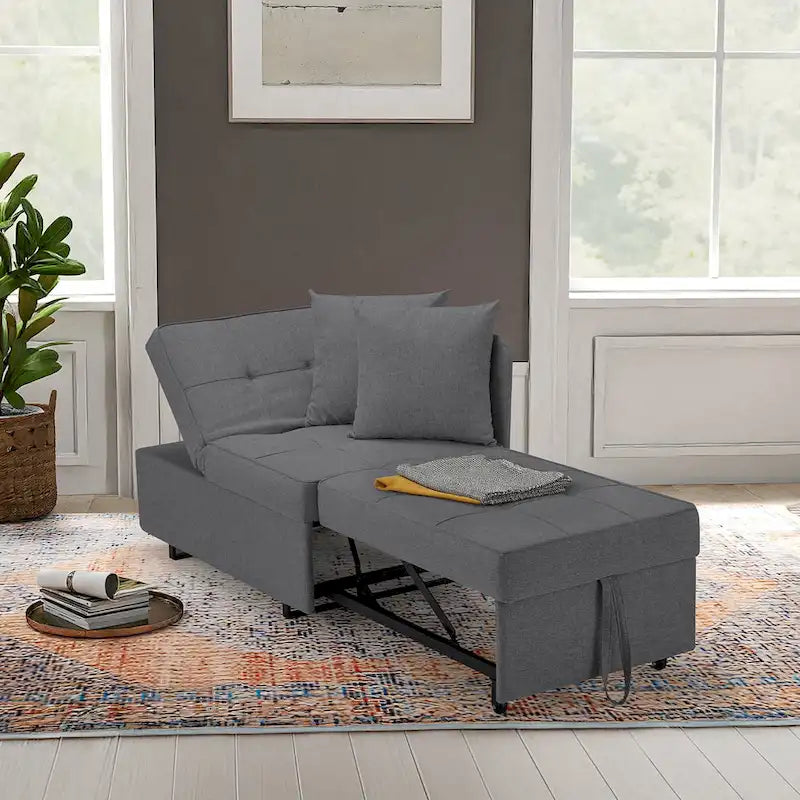 Grey / Black / Dark Blue / Beige Pull-Out Sofa Chair Bed, 3-in-1 Adjustable, Seats 2