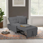 Grey / Black / Dark Blue / Beige Pull-Out Sofa Chair Bed, 3-in-1 Adjustable, Seats 2