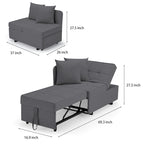Grey / Black / Dark Blue / Beige Pull-Out Sofa Chair Bed, 3-in-1 Adjustable, Seats 2