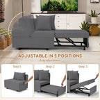 Grey / Black / Dark Blue / Beige Pull-Out Sofa Chair Bed, 3-in-1 Adjustable, Seats 2