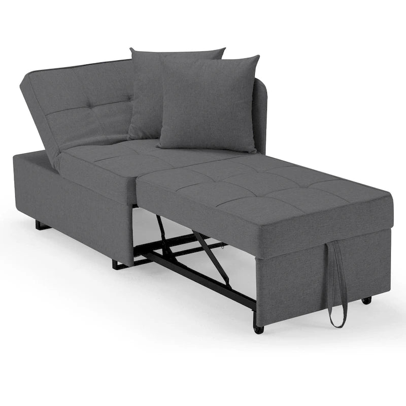 Grey / Black / Dark Blue / Beige Pull-Out Sofa Chair Bed, 3-in-1 Adjustable, Seats 2