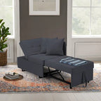 Grey / Black / Dark Blue / Beige Pull-Out Sofa Chair Bed, 3-in-1 Adjustable, Seats 2