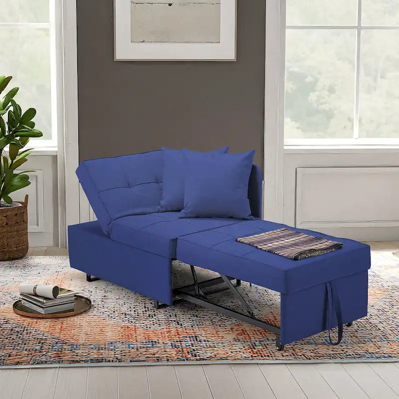 Grey / Black / Dark Blue / Beige Pull-Out Sofa Chair Bed, 3-in-1 Adjustable, Seats 2