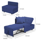 Grey / Black / Dark Blue / Beige Pull-Out Sofa Chair Bed, 3-in-1 Adjustable, Seats 2