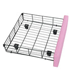 Pink & White Crown Headboard Twin Bed Frame with LED Lights & Drawer, 1-Person